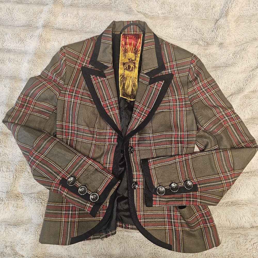 L.a.m.b Stylish Plaid Blazer